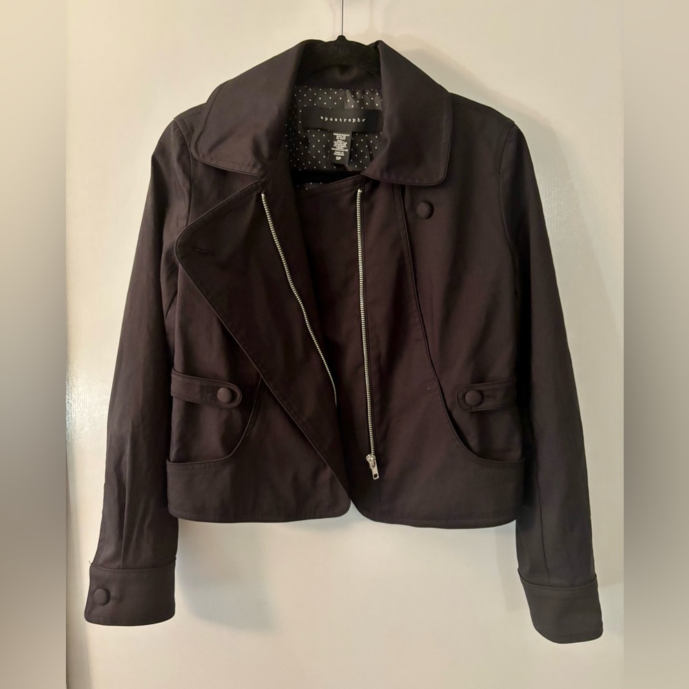 Apostrophe Moto Jacket in Black Women’s Size 10P - Picture 2 of 6